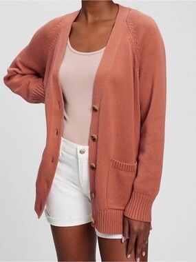 Gap Boyfriend pocket cardigan size Small Cedarwood Pink cotton